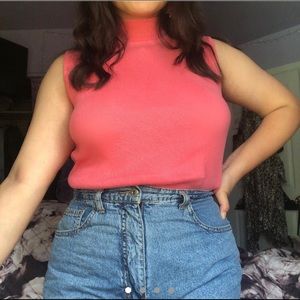 Vintage pink sleeveless turtleneck